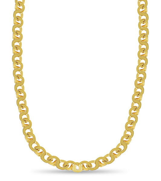 Flat Solid White/Yellow/Rose Gold Handmade Necklace , 12mm, 16-30 Inch