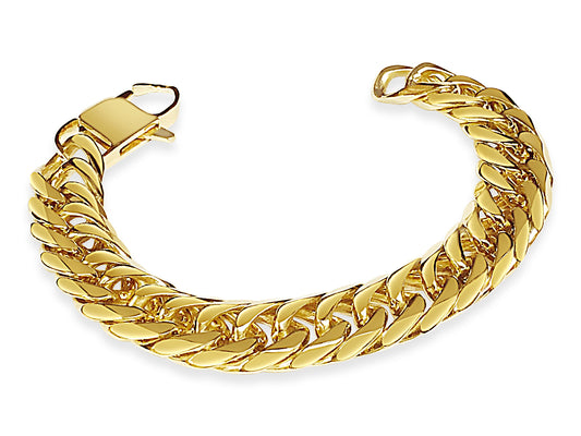 Curb Solid White/Yellow/Rose Gold Handmade Bracelet , 16mm, 6.5-10 Inch