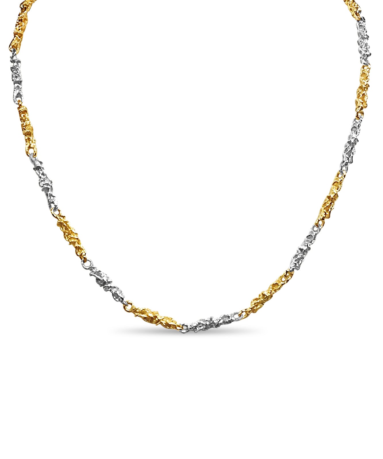 Nugget Solid White/Yellow/Rose Gold Handmade Necklace , 5mm, 16-30 Inch