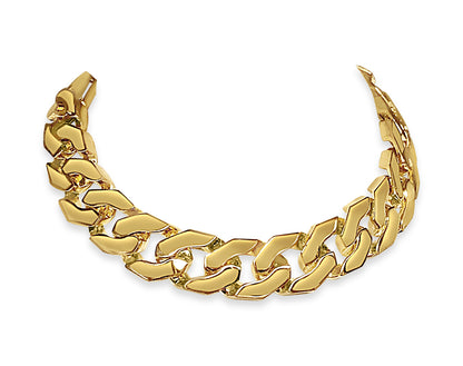 Curb Solid White/Yellow/Rose Gold Handmade Bracelet , 15mm, 6.5-10 Inch