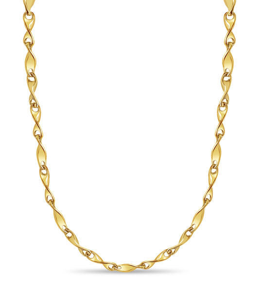 Twist Solid White/Yellow/Rose Gold Handmade Necklace , 4mm, 16-30 Inch