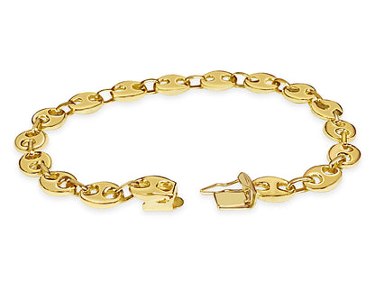 Mariner Solid White/Yellow/Rose Gold Handmade Bracelet , 7mm, 6.5-10 Inch