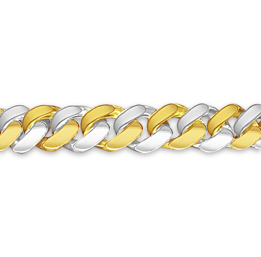 Curb Solid White/Yellow/Rose Gold Handmade Bracelet , 7mm, 6.5-10 Inch