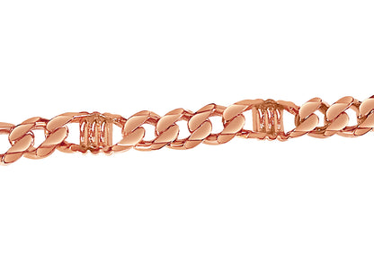 Curb & Bar Solid White/Yellow/Rose Gold Handmade Bracelet , 11mm, 6.5-10 Inch