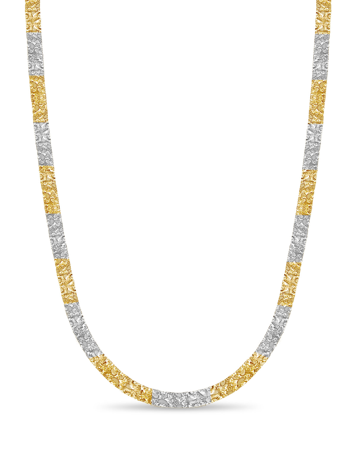 Nugget Solid White/Yellow/Rose Gold Handmade Necklace , 7mm, 16-30 Inch