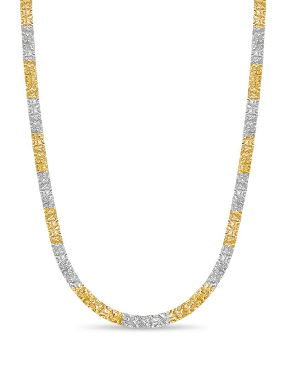 Nugget Solid White/Yellow/Rose Gold Handmade Necklace , 7mm, 16-30 Inch