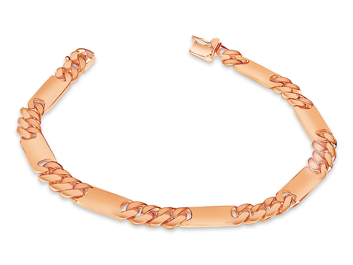 Figaro Bar Solid White/Yellow/Rose Gold Handmade Bracelet , 8mm, 6.5-10 Inch