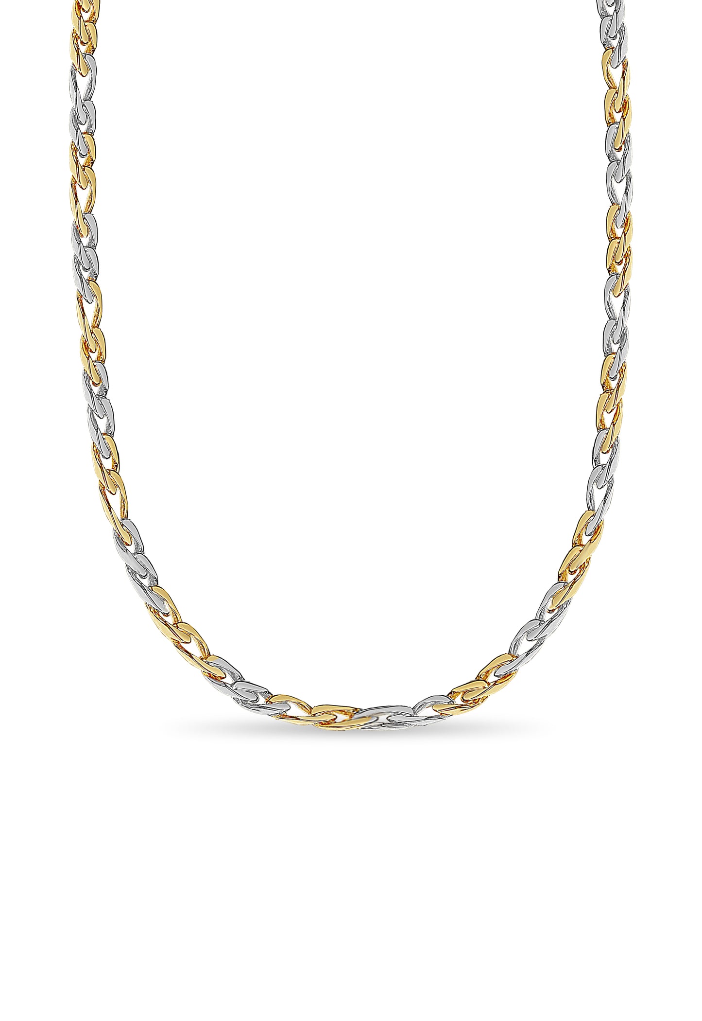 Figaro Solid White/Yellow/Rose Gold Handmade Necklace , 8mm, 16-30 Inch