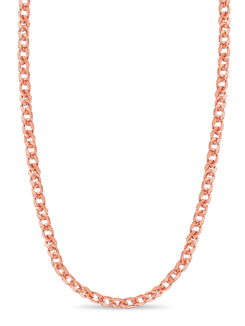 Curb Solid White/Yellow/Rose Gold Handmade Necklace , 13mm, 16-30 Inch