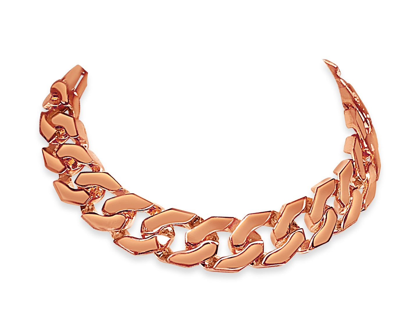 Curb Solid White/Yellow/Rose Gold Handmade Bracelet , 15mm, 6.5-10 Inch