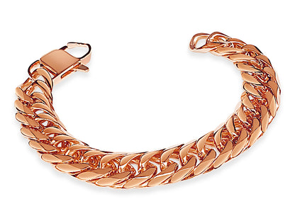 Curb Solid White/Yellow/Rose Gold Handmade Bracelet , 16mm, 6.5-10 Inch