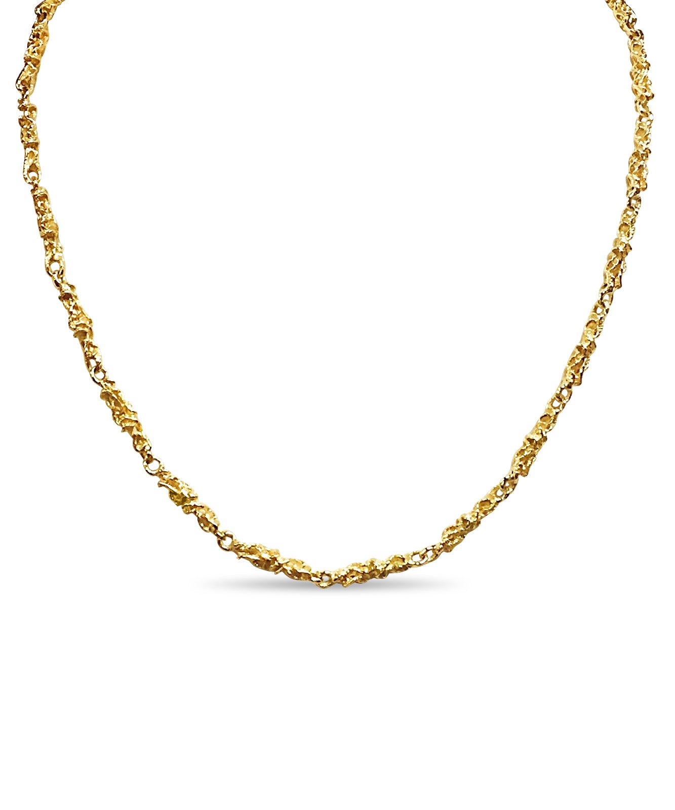 Nugget Solid White/Yellow/Rose Gold Handmade Necklace , 5mm, 16-30 Inch