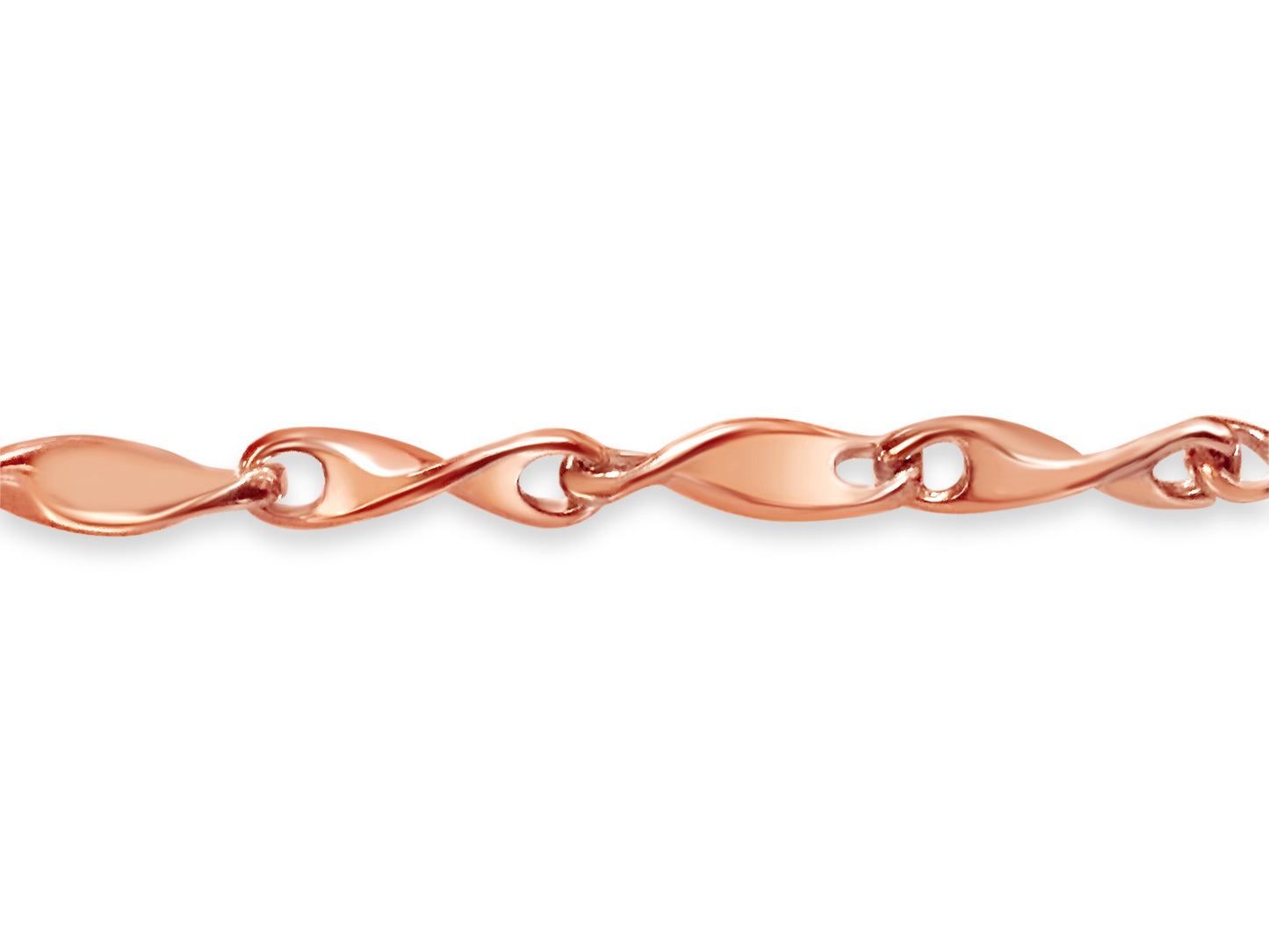 Twist Solid White/Yellow/Rose Gold Handmade Bracelet , 4mm, 6.5-10 Inch