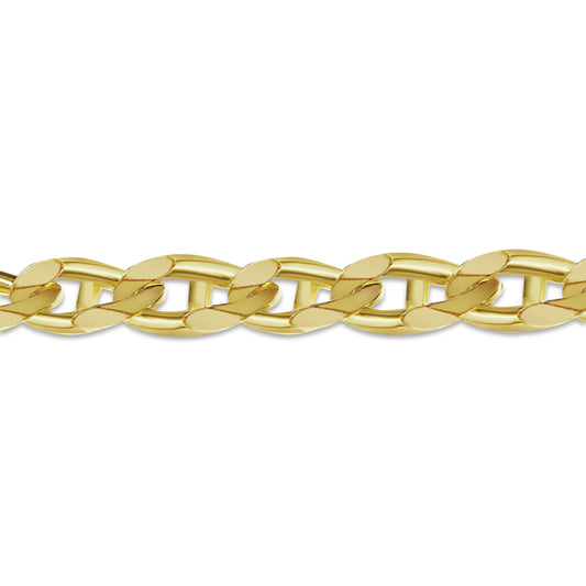 Anchor Mariner Solid White/Yellow/Rose Gold Handmade Bracelet , 15mm, 6.5-10 Inch