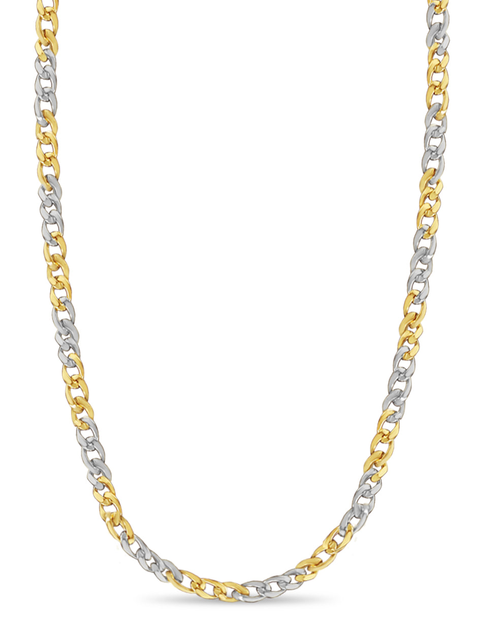 Curb Solid White/Yellow/Rose Gold Handmade Necklace , 13mm, 16-30 Inch