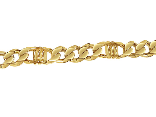 Curb & Bar Solid White/Yellow/Rose Gold Handmade Bracelet , 11mm, 6.5-10 Inch