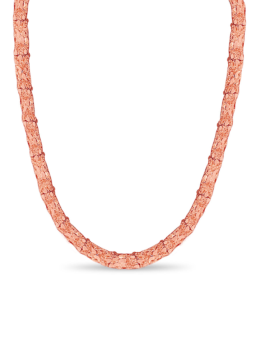 Nugget Solid White/Yellow/Rose Gold Handmade Necklace , 7mm, 16-30 Inch