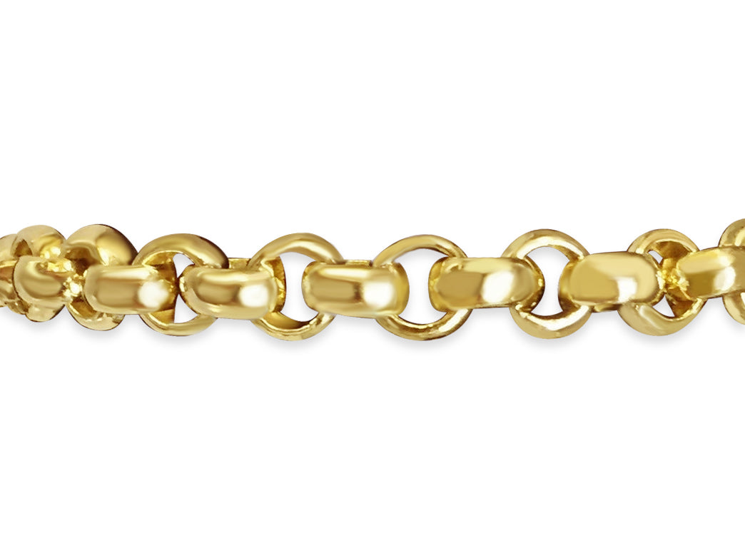 Fancy Rolo Solid White/Yellow/Rose Gold Handmade Bracelet , 7mm, 6.5-10 Inch