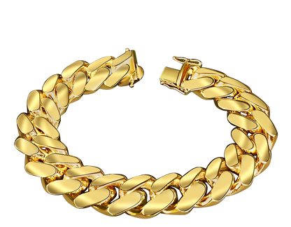 Miami Cuban Solid White/Yellow/Rose Gold Handmade Bracelet , 18mm, 6.5-10 Inch