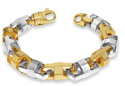 Anchor Mariner Solid White/Yellow/Rose Gold Handmade Bracelet , 15mm, 6.5-10 Inch