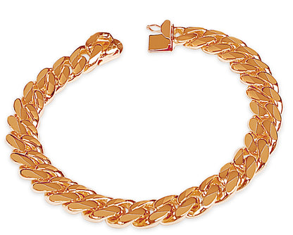 Curb Solid White/Yellow/Rose Gold Handmade Bracelet , 11mm, 6.5-10 Inch