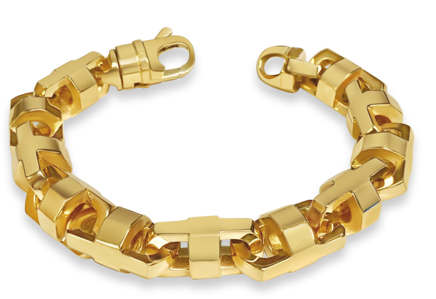 Anchor Mariner Solid White/Yellow/Rose Gold Handmade Bracelet , 15mm, 6.5-10 Inch