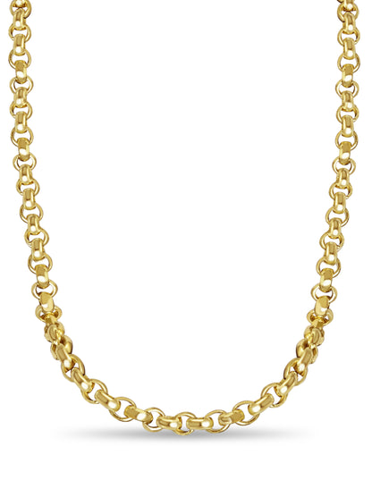 Fancy Rolo Solid White/Yellow/Rose Gold Handmade Necklace , 7mm, 16-30 Inch
