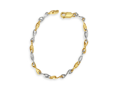 Twist Solid White/Yellow/Rose Gold Handmade Bracelet , 4mm, 6.5-10 Inch