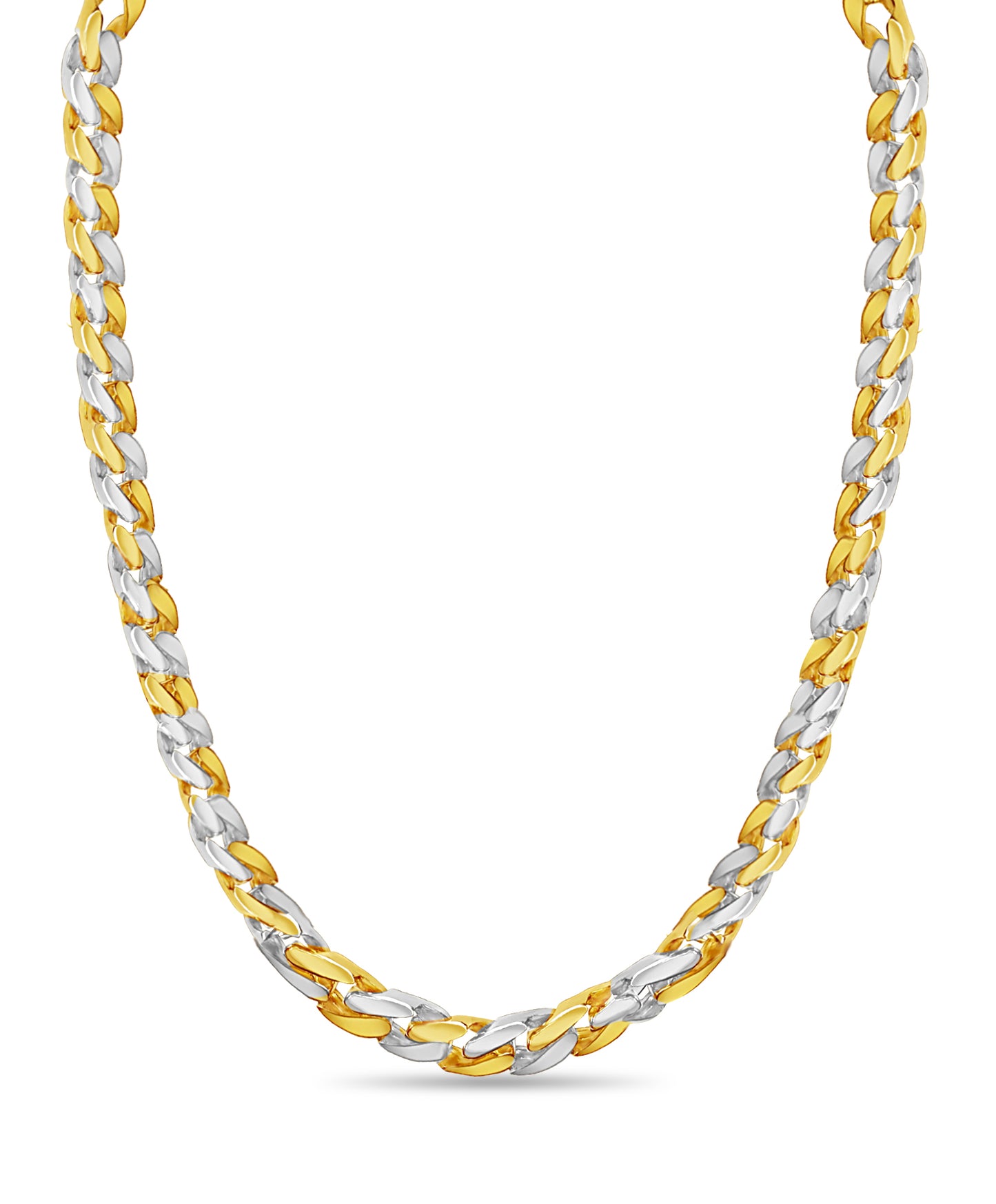 Curb Solid White/Yellow/Rose Gold Handmade Necklace , 16mm, 16-30 Inch