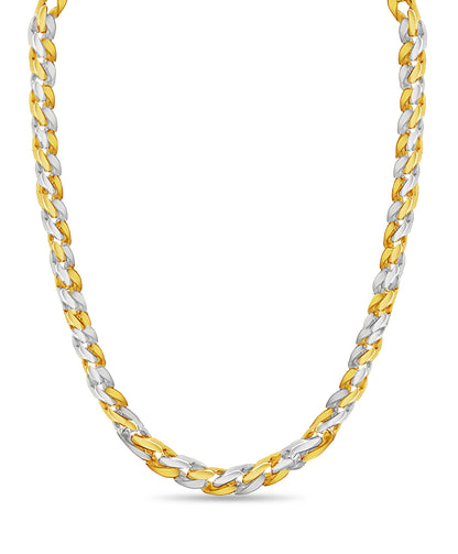 Curb Solid White/Yellow/Rose Gold Handmade Necklace , 16mm, 16-30 Inch