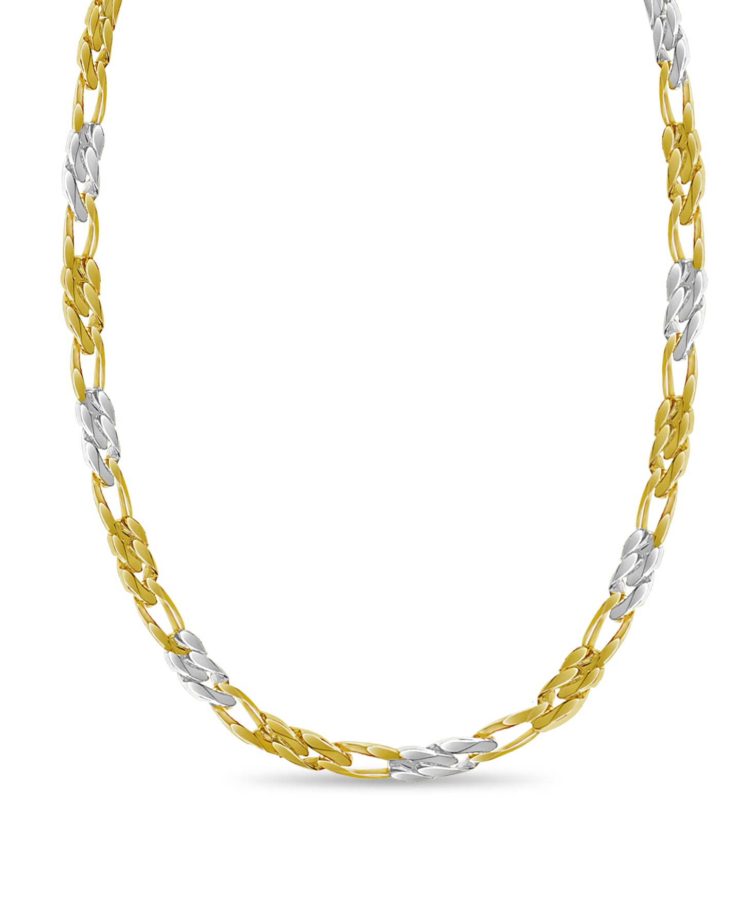 Figaro Solid White/Yellow/Rose Gold Handmade Necklace , 16mm, 16-30 Inch