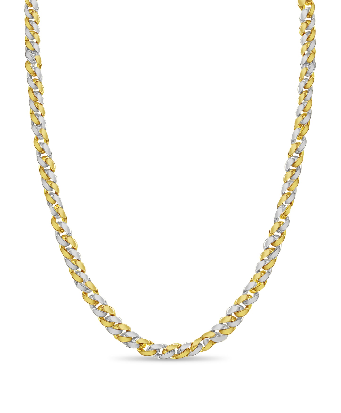 Curb Solid White/Yellow/Rose Gold Handmade Necklace , 15mm, 16-30 Inch