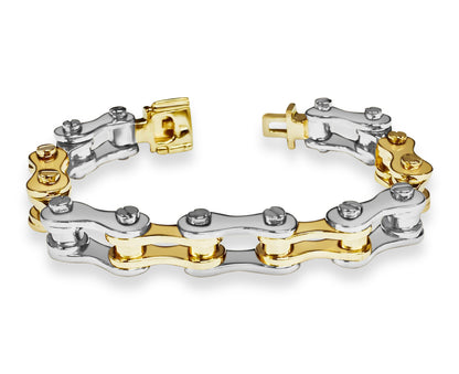 Motorcycle/Bike Chain Solid White/Yellow/Rose Gold Handmade Bracelet , 12mm, 6.5-10 Inch