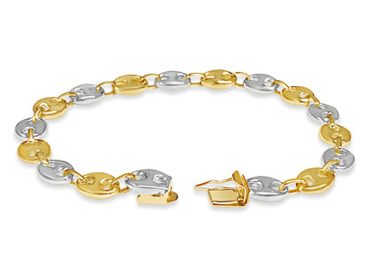 Mariner Solid White/Yellow/Rose Gold Handmade Bracelet , 9mm, 6.5-10 Inch