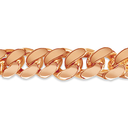 Curb Solid White/Yellow/Rose Gold Handmade Bracelet , 15mm, 6.5-10 Inch