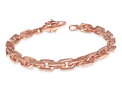 Fancy Rolo Solid White/Yellow/Rose Gold Handmade Bracelet , 7mm, 6.5-10 Inch