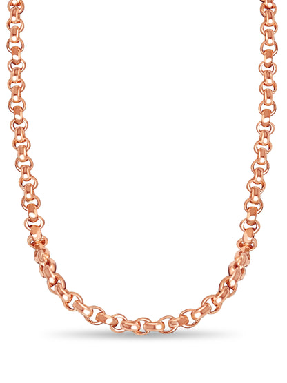 Fancy Rolo Solid White/Yellow/Rose Gold Handmade Necklace , 7mm, 16-30 Inch