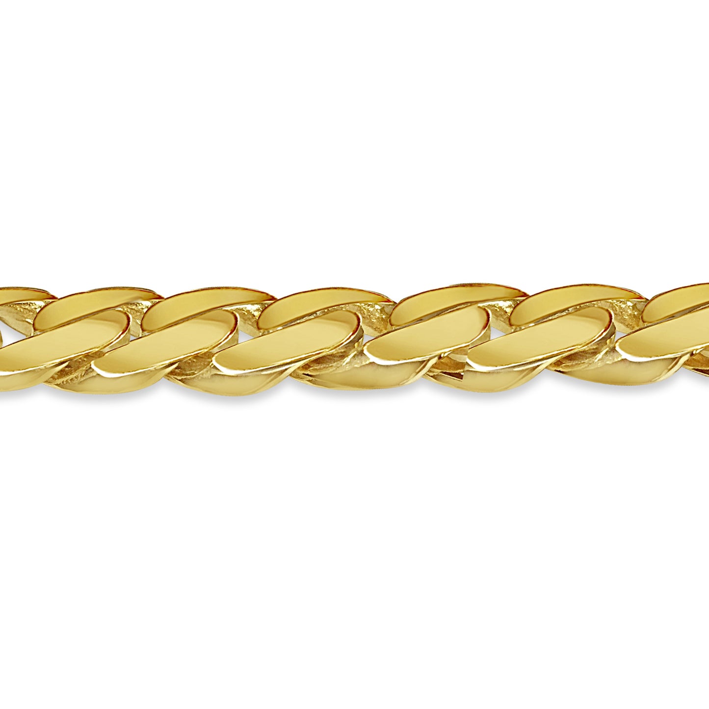 Curb Solid White/Yellow/Rose Gold Handmade Bracelet , 14mm, 6.5-10 Inch