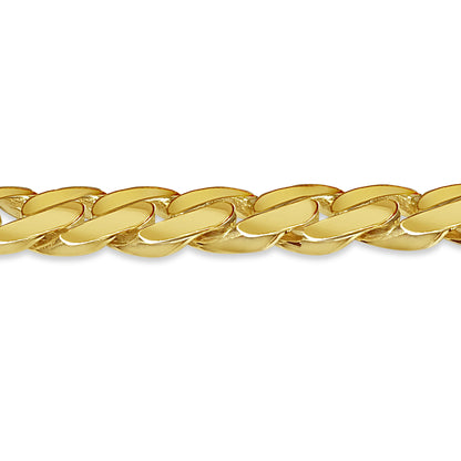 Curb Solid White/Yellow/Rose Gold Handmade Bracelet , 14mm, 6.5-10 Inch