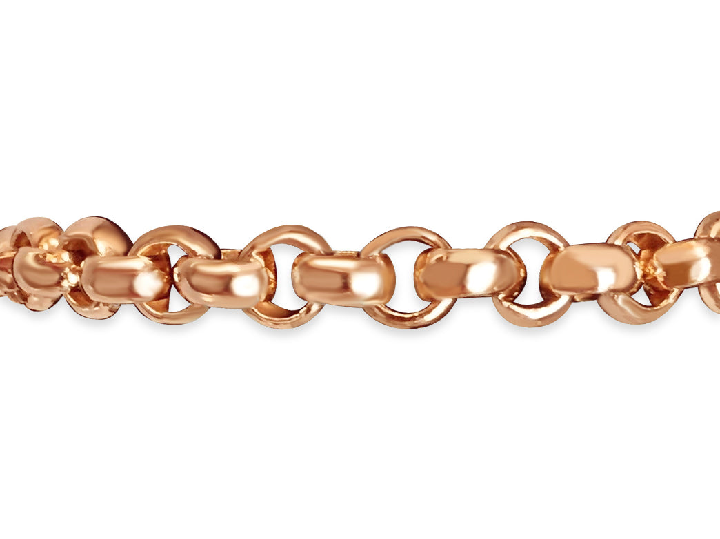 Fancy Rolo Solid White/Yellow/Rose Gold Handmade Bracelet , 7mm, 6.5-10 Inch