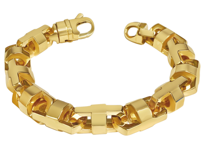 Anchor Mariner Solid White/Yellow/Rose Gold Handmade Bracelet , 15mm, 6.5-10 Inch