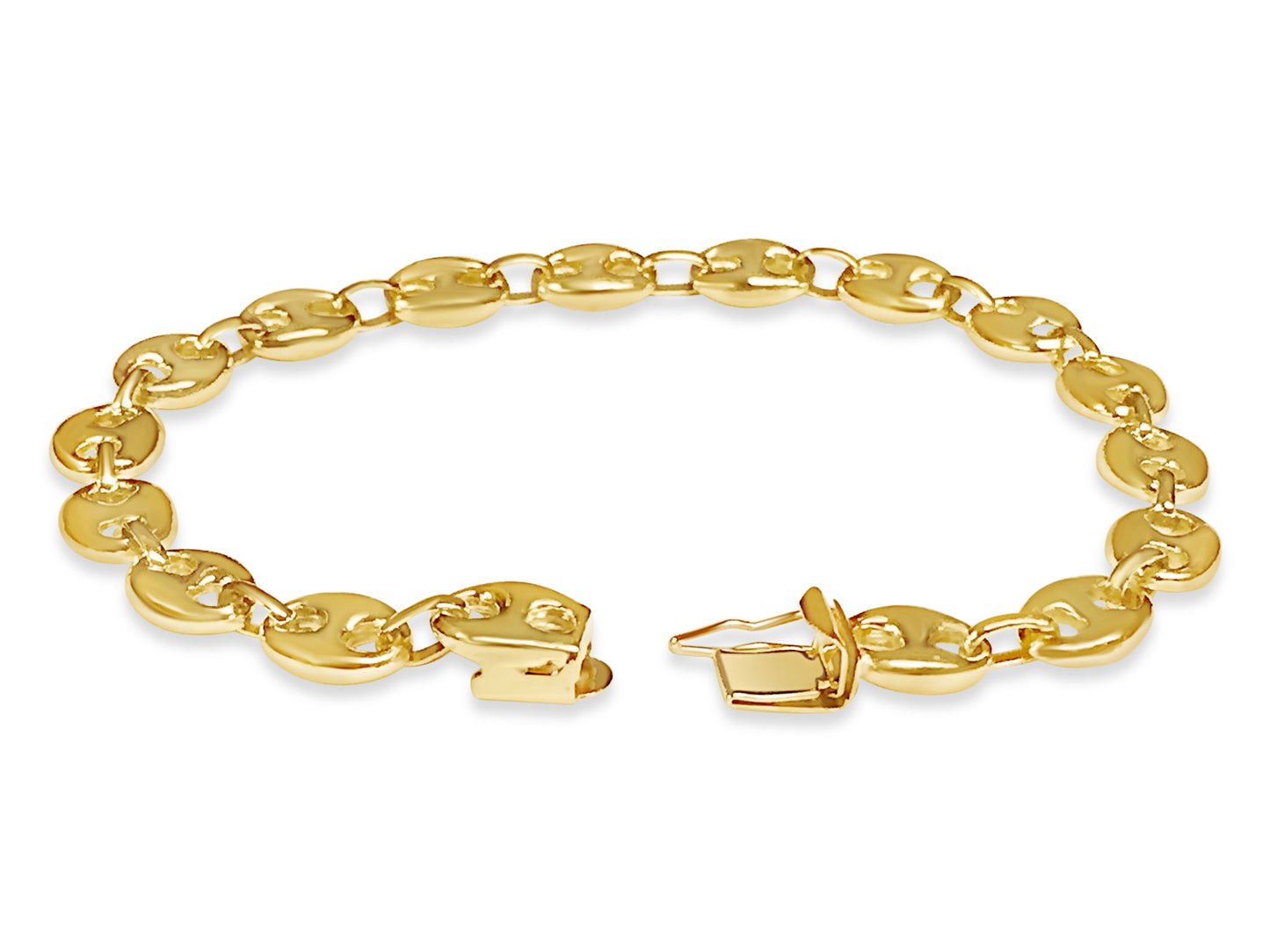 Mariner Solid White/Yellow/Rose Gold Handmade Bracelet , 9mm, 6.5-10 Inch