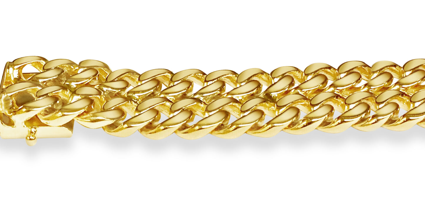 ID Curb Solid White/Yellow/Rose Gold Handmade Bracelet , 16mm, 6.5-10 Inch