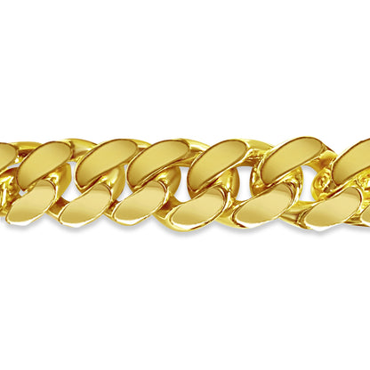 Curb Solid White/Yellow/Rose Gold Handmade Bracelet , 15mm, 6.5-10 Inch