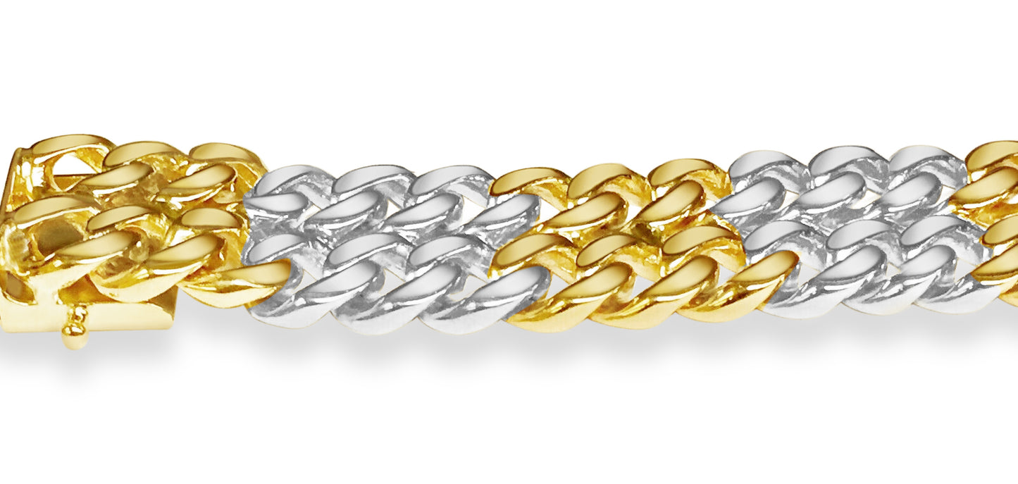 ID Curb Solid White/Yellow/Rose Gold Handmade Bracelet , 16mm, 6.5-10 Inch