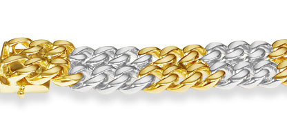 ID Curb Solid White/Yellow/Rose Gold Handmade Bracelet , 16mm, 6.5-10 Inch