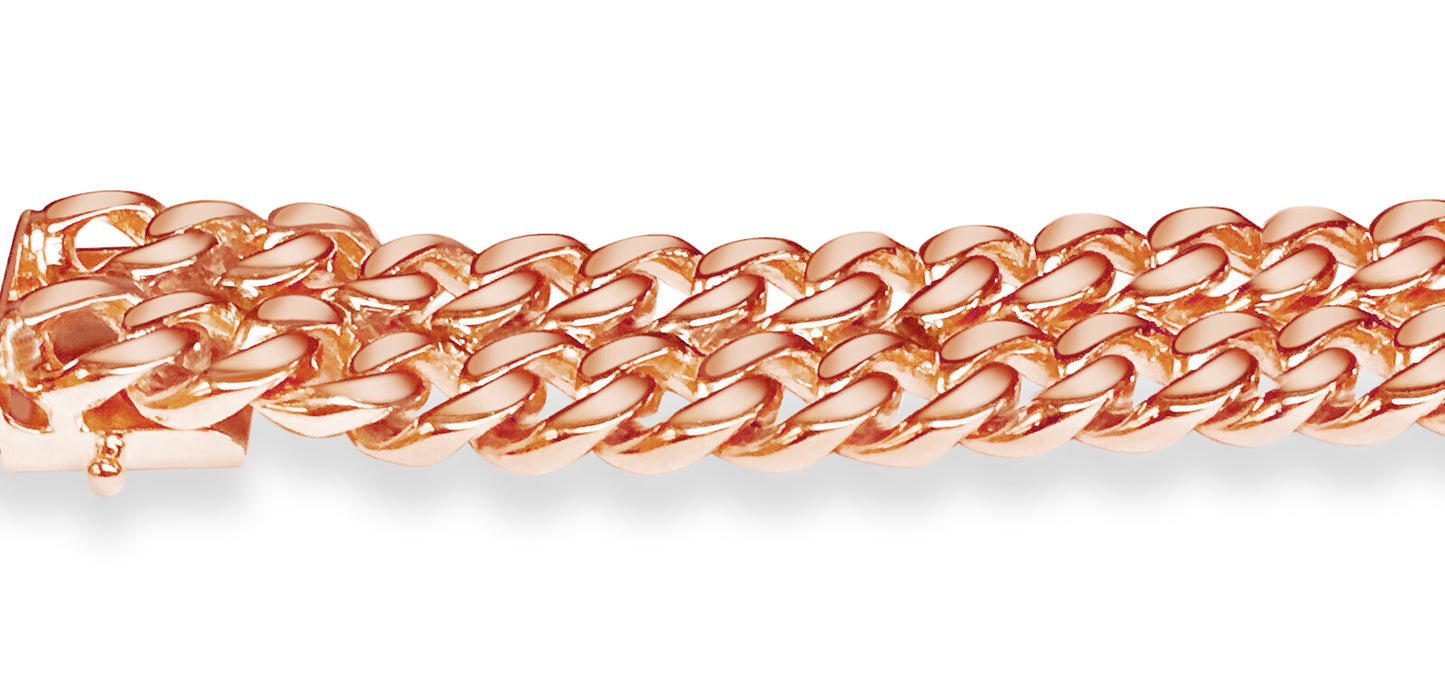 ID Curb Solid White/Yellow/Rose Gold Handmade Bracelet , 16mm, 6.5-10 Inch