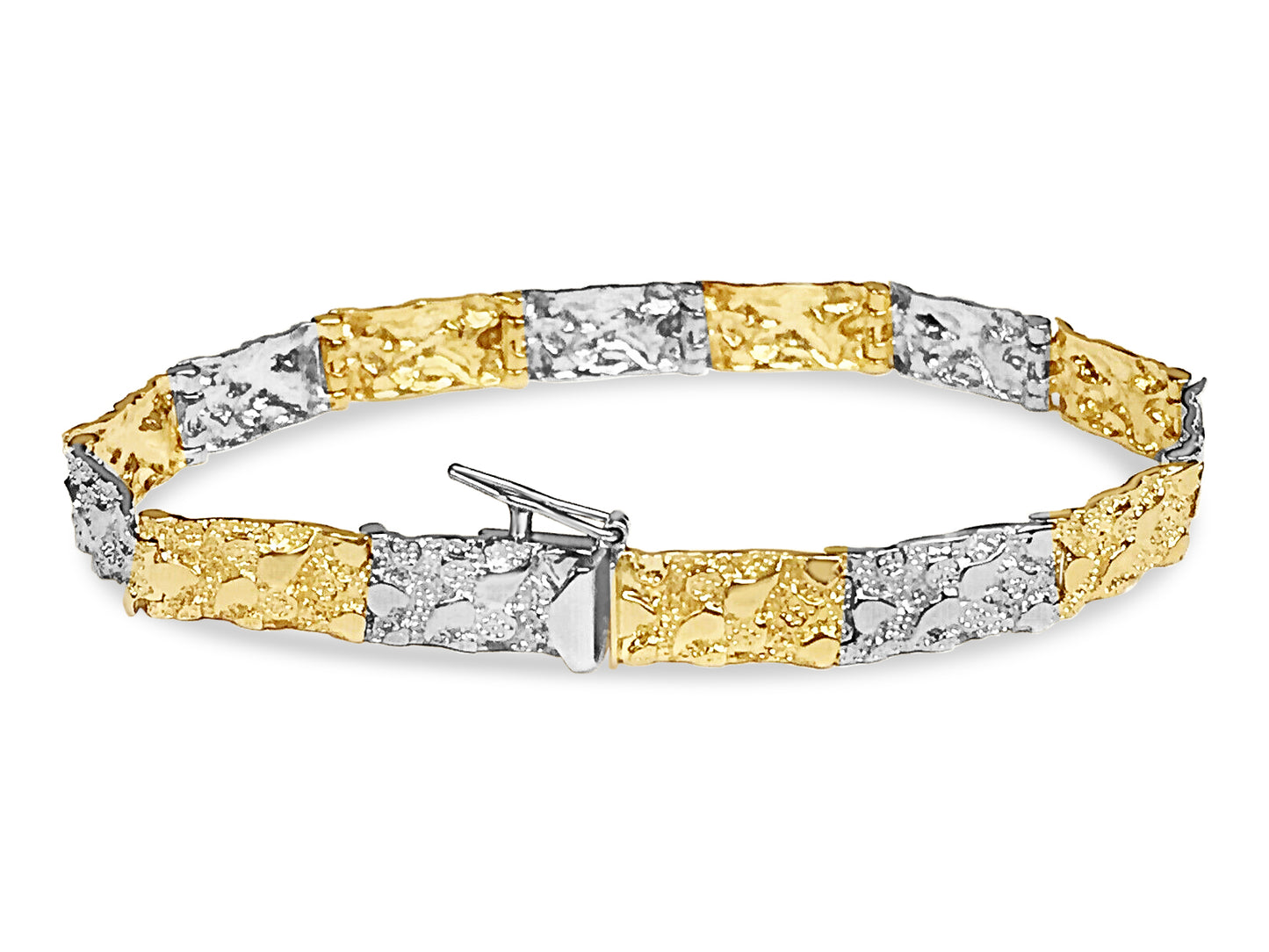 Nugget Solid White/Yellow/Rose Gold Handmade Bracelet , 7mm, 6.5-10 Inch