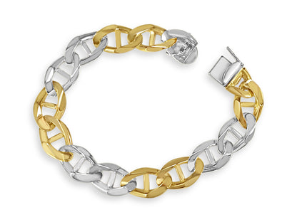 Anchor Mariner Solid White/Yellow/Rose Gold Handmade Bracelet , 13mm, 6.5-10 Inch