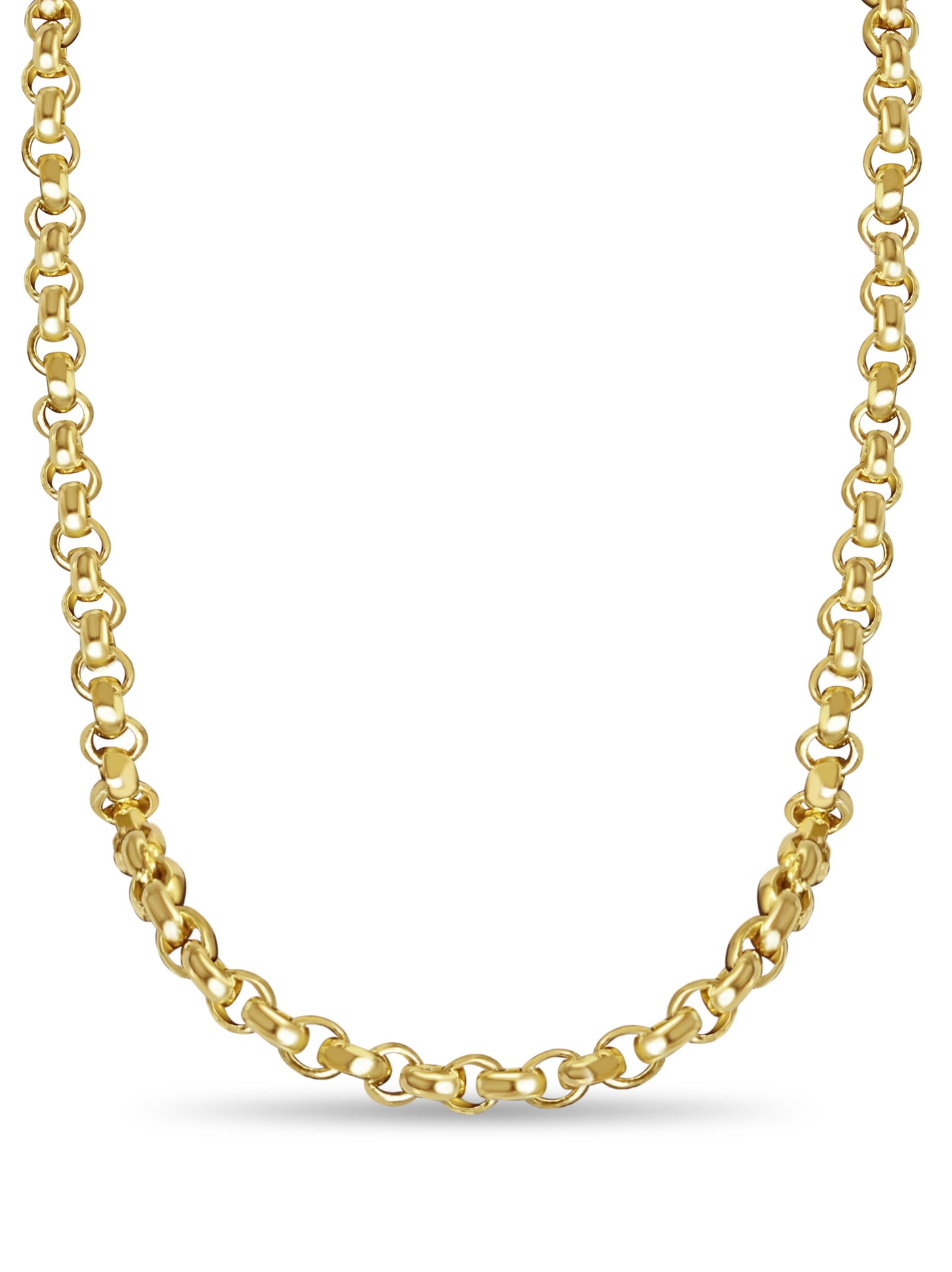 Fancy Rolo Solid White/Yellow/Rose Gold Handmade Necklace , 7mm, 16-30 Inch